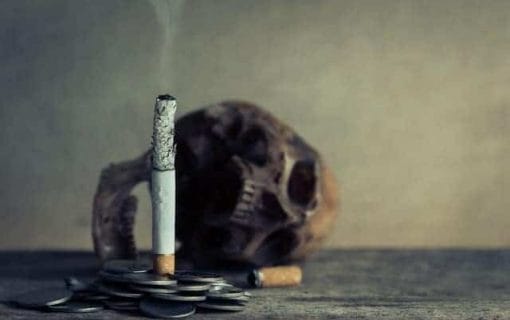  a burning cigarette 
