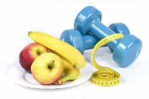  apples bananas tailor measure and dumbbells